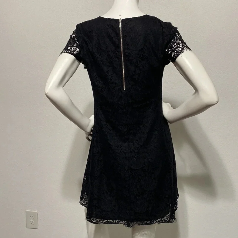 Madewell Black Floral Lace Mini Shift Dress